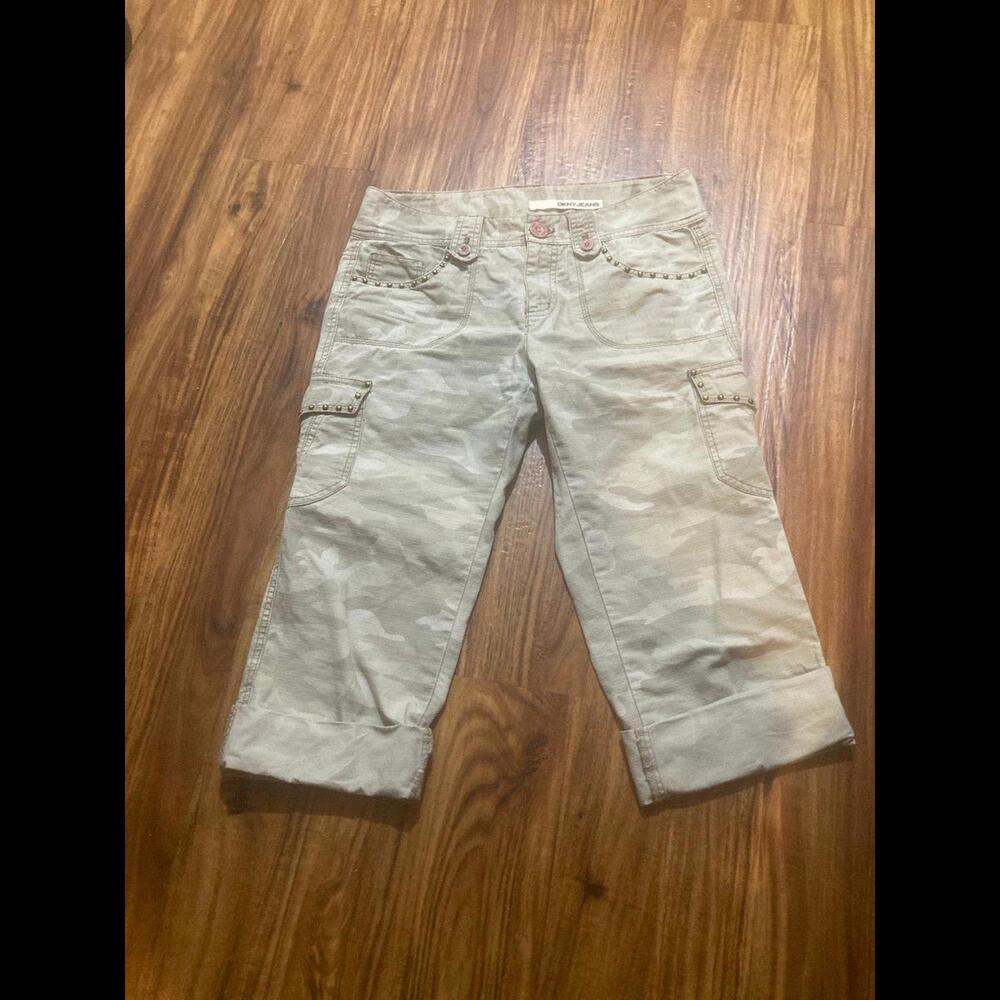 Studded Camo Capri with mauve accents by DKNY